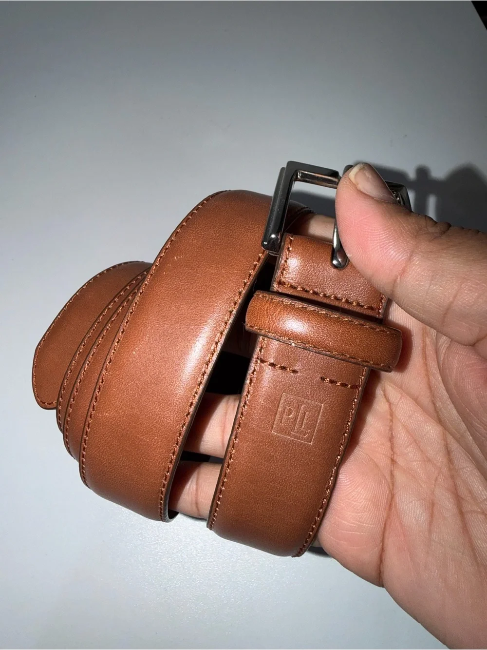 LAUREN RALPH LAUREN BROWN TAN GENUINE LEATHER BELT SIZE 36/80cm